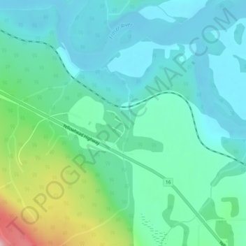 Mappa topografica Lamming Mills, altitudine, rilievo
