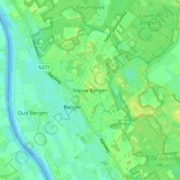 Mappa topografica Nieuw Bergen, altitudine, rilievo