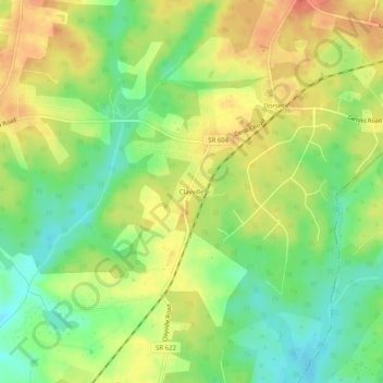 Mappa topografica Clayville, altitudine, rilievo