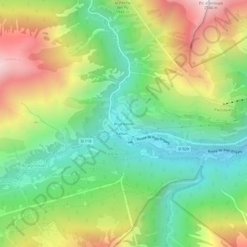 Mappa topografica Bourdasse, altitudine, rilievo