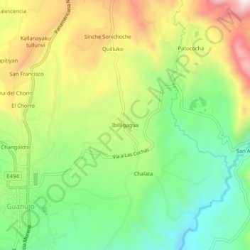 Mappa topografica Ibilligagua, altitudine, rilievo