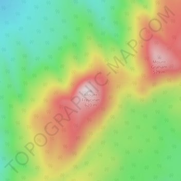Mappa topografica Mount Freycinet, altitudine, rilievo