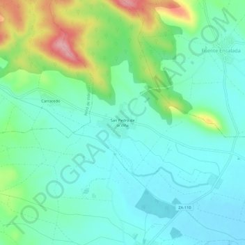 Mappa topografica San Pedro de la Viña, altitudine, rilievo