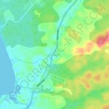 Mappa topografica Bipaga I, altitudine, rilievo