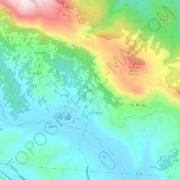 Mappa topografica Gallo, altitudine, rilievo