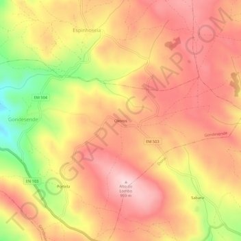 Mappa topografica Oleiros, altitudine, rilievo