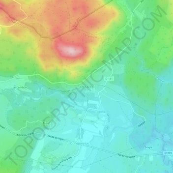 Mappa topografica Les Cazals, altitudine, rilievo