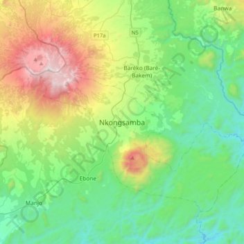 Mappa topografica Nkongsamba, altitudine, rilievo