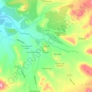 Mappa topografica Cogotí, altitudine, rilievo