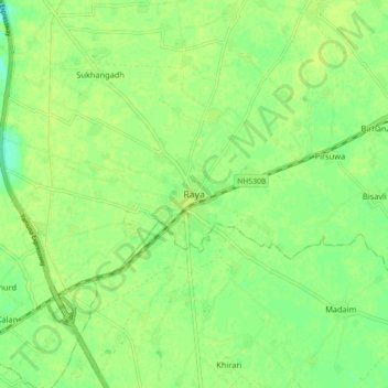 Mappa topografica Raya, altitudine, rilievo