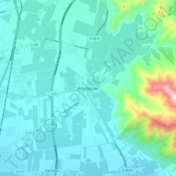 Mappa topografica Alto Jahuel, altitudine, rilievo
