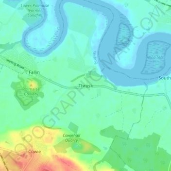Mappa topografica Throsk, altitudine, rilievo