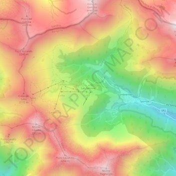 Mappa topografica San Simone, altitudine, rilievo