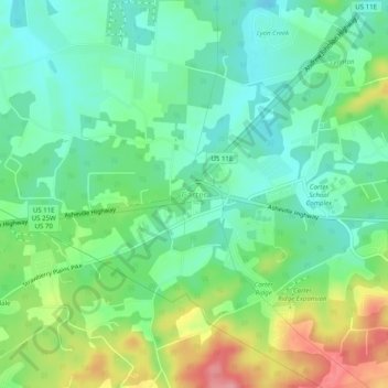Mappa topografica Carter, altitudine, rilievo
