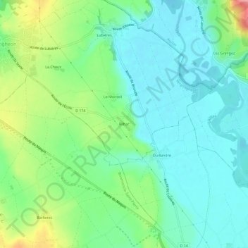 Mappa topografica Rilhac, altitudine, rilievo
