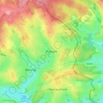 Mappa topografica Rossart, altitudine, rilievo