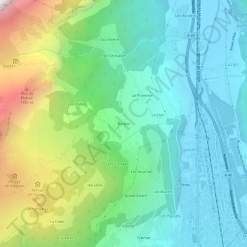 Mappa topografica Burzier, altitudine, rilievo