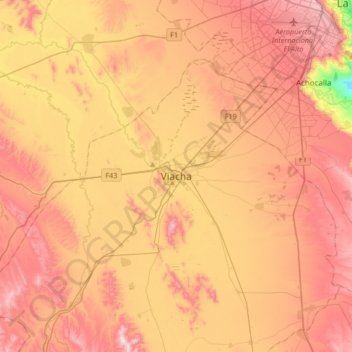 Mappa topografica Viacha, altitudine, rilievo