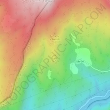 Mappa topografica Costero, altitudine, rilievo