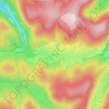 Mappa topografica Grand Valtin, altitudine, rilievo