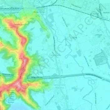 Mappa topografica Campedello, altitudine, rilievo