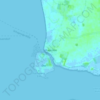 Mappa topografica Schaprode, altitudine, rilievo