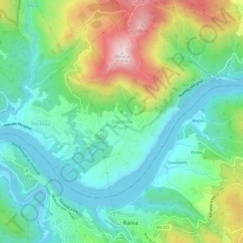 Mappa topografica Sebolido, altitudine, rilievo