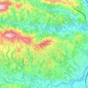 Mappa topografica Città Sant'Angelo, altitudine, rilievo