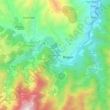 Mappa topografica Baguingey, altitudine, rilievo