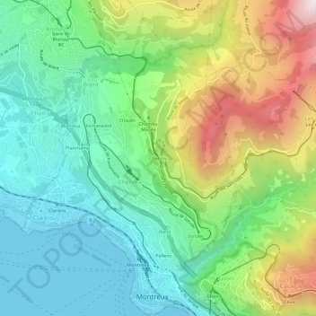 Mappa topografica Chamby, altitudine, rilievo