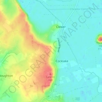 Mappa topografica Crickham, altitudine, rilievo