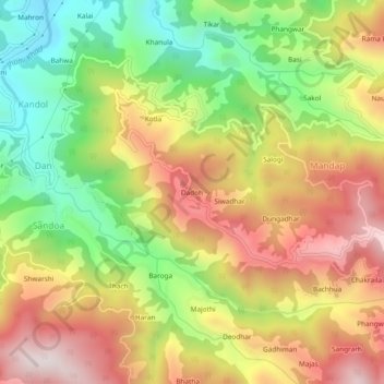 Mappa topografica Dadoh, altitudine, rilievo