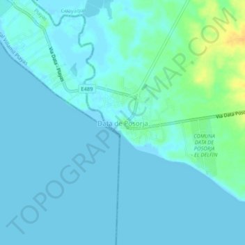 Mappa topografica Data de Posorja, altitudine, rilievo