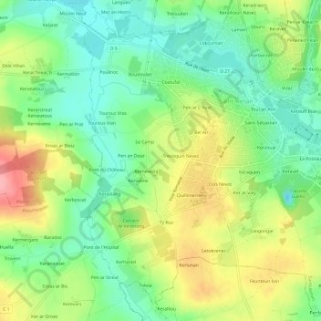 Mappa topografica Trevisquin, altitudine, rilievo