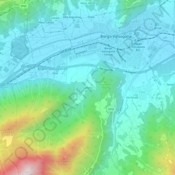 Mappa topografica Stalletta, altitudine, rilievo