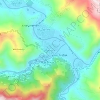 Mappa topografica Guanay, altitudine, rilievo