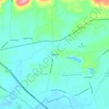 Mappa topografica Chippewa, altitudine, rilievo