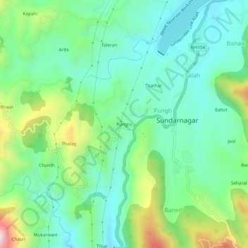 Mappa topografica Pungru, altitudine, rilievo