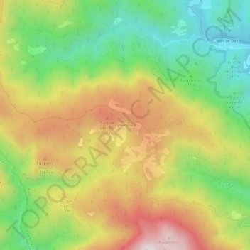 Mappa topografica Lliurona, altitudine, rilievo
