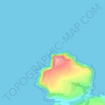 Mappa topografica Dinas Head, altitudine, rilievo
