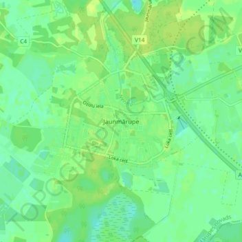 Mappa topografica Jaunmārupe, altitudine, rilievo