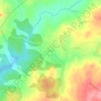 Mappa topografica Segões, altitudine, rilievo