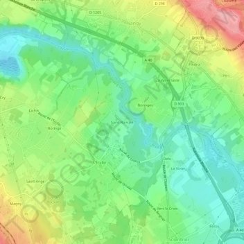 Mappa topografica Saint-Romain, altitudine, rilievo