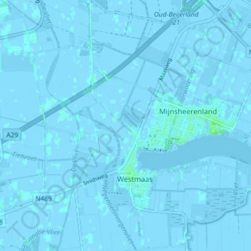 Mappa topografica Westdijk, altitudine, rilievo
