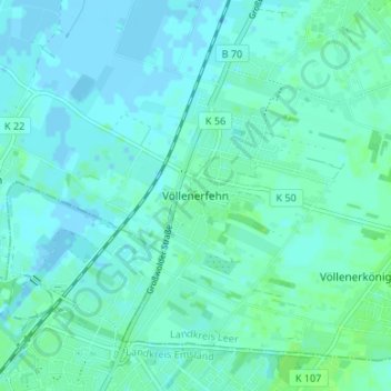 Mappa topografica Völlenerfehn, altitudine, rilievo