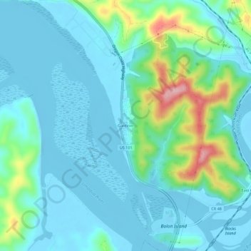 Mappa topografica Gardiner, altitudine, rilievo