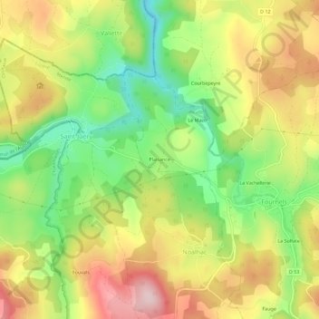 Mappa topografica Plaisance, altitudine, rilievo