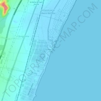 Mappa topografica la Torre de la Sal, altitudine, rilievo