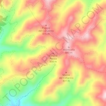Mappa topografica Cima di Piazza, altitudine, rilievo