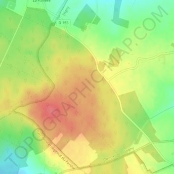Mappa topografica Bois des Hauts Cornets, altitudine, rilievo